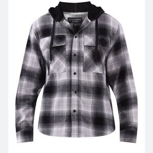 No Boundaries Men's & Big Men's Hooded Long Sleeve Flannel Shirt, Sizes XS